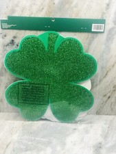 St. Patrick's Day Shamrock Glitter Decoration 12ct 4 Of Each Size 5-11Inch