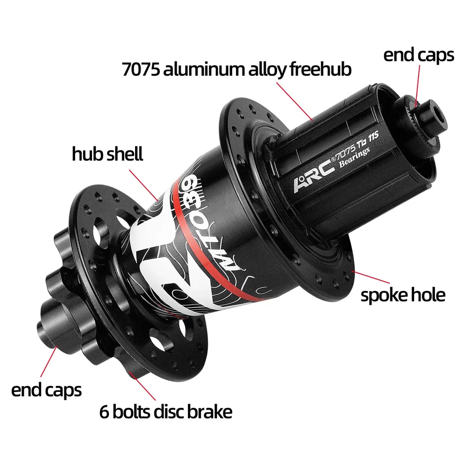 HG XD MS MTB Mountain Bike Hub 32H 6 Bolts Front Rear Hub 11 12 Speed Hub - Image 3 of 4