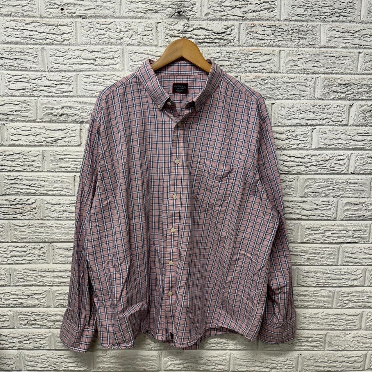 Untuckit Pink Plaid Button Down Collared Dress Sh… - image 2
