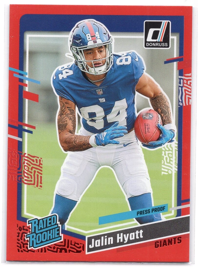 2023 Panini Donruss Jalin Hyatt Red Press Proof Rated Rookie #378 Giants