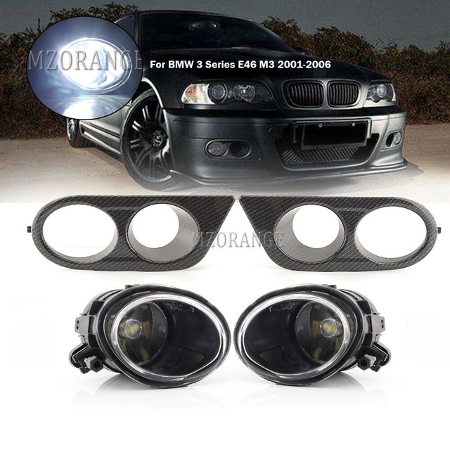 LED Fog Lights Covers For BMW M3 E46 20002006 Carbon Fiber Painted