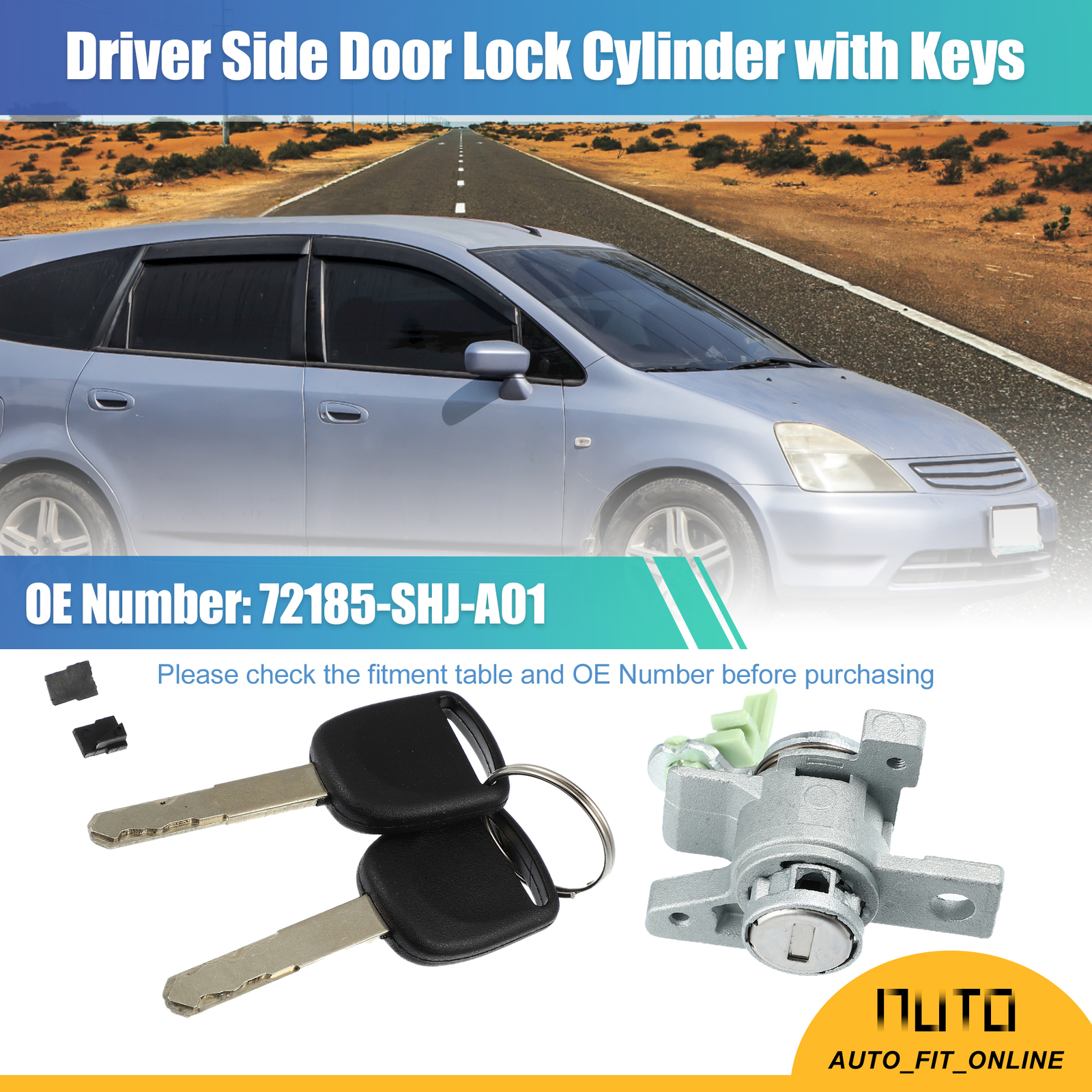 Cylindre De Serrure Porte Conducteur Gauche Honda Odyssey 2005-2010 – Avec 2 Clés