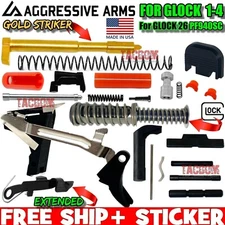AGGRESSIVE ARMS USA Frame & Slide Parts Kit for GL0CK 26 GEN 1-4 w/ GOLD STRIKER