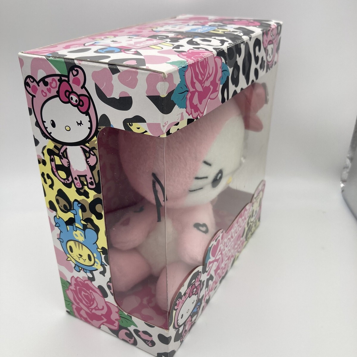 Peluche Sanrio X Tokidoki Hello Kitty Skull - Édition Limitée Japon - Crâne Noir Rose Coeur
