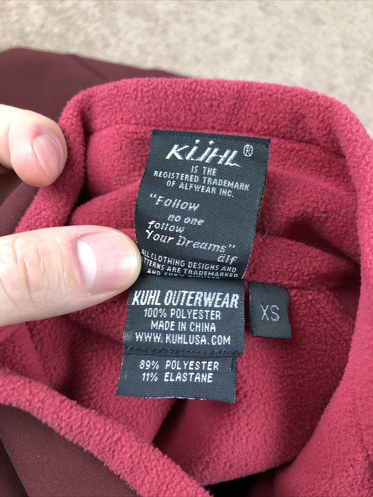 Kuhl Solid Maroon Fleece Lined Softshell Jacket S… - image 8