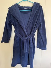Lands End Soft Cozy Hooded Navy Robe Boys 12