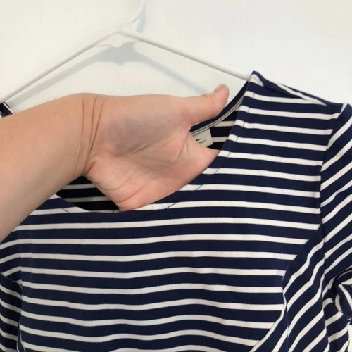 JESSICA SIMPSON MATERNITY Navy Blue White Stripe Coral Zipper Sheath Dress Large - Picture 5 of 11