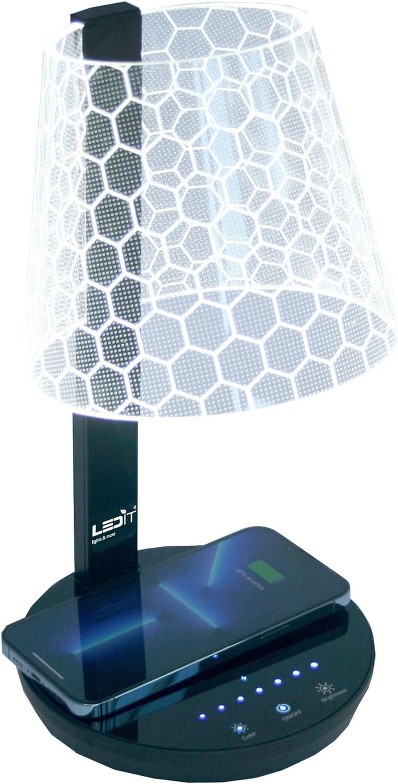 Lampada Da Comodino Led Con Touch E Ricarica Wireless, Dimmerabile 7 Livelli Di  - 1
