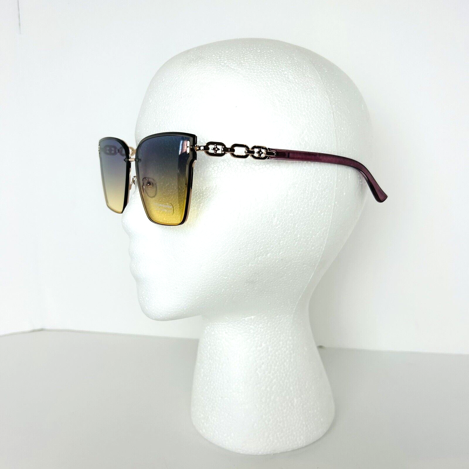 Women's Purple & Gold Square Sunglasses – Oversized Link Design Shades-image