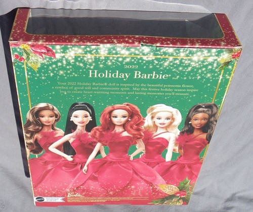 Barbie rousse HOLIDAY 2022 poupée robe tulipe rouge 2021 Mattel HGW73 red hair - Imagen 4 de 4