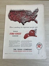 1947 Texaco Fire Chief Gasoline Vintage Print Ad Life Magazine Dealers