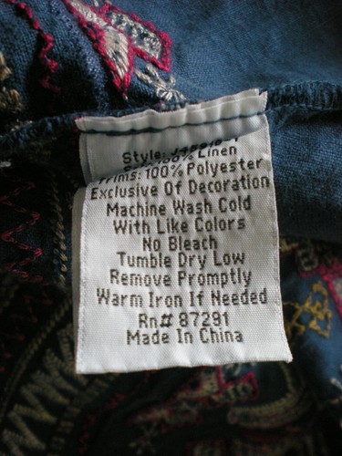 Johnny Was XS Frederique Draped Blue Linen Embroidered Open Jacket 3/4 Sleeves - Picture 10 of 10
