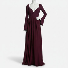 Vera Wang Bride Women's Purple V-Neck Band Waist Leonie Dress Size 12