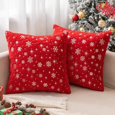 MIULEE Set of 2 Christmas Decorative Throw Pillow 18 x 18 (Pack 2), Red 