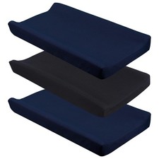 CaSaJa Diaper Changing Pad Cover for Pack of 3, Navy  Black