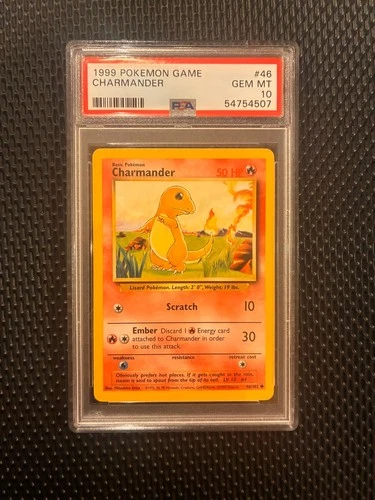 1999 Pokemon Base Set Charmander #46 English Unlimited 46/102 - PSA 10 GEM MINT