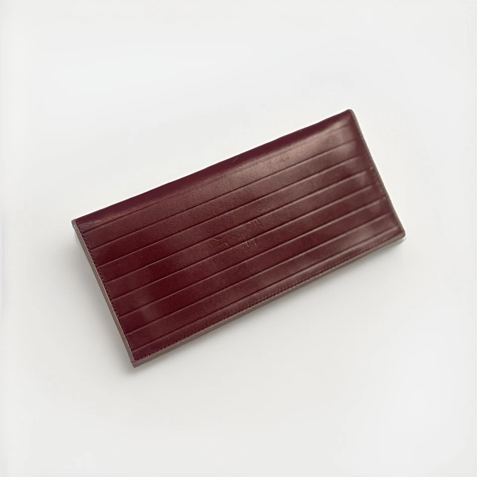 Cartera Continental Givenchy Vintage Cuero Burdeos Larga Borgoña Cierre Solapa Foto 3 de 4