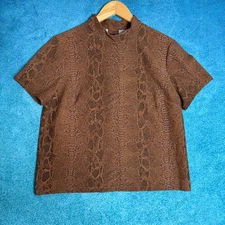 PatPat Women’s Top – Size M – Brown Snakeskin Print – Mock Neck – YMHY Brand