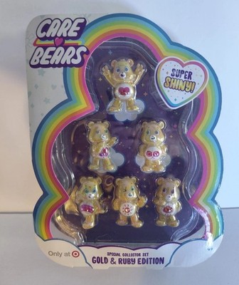 Care Bears Super Shiny Gold & Ruby Edition Mini Figure 6-Pack New