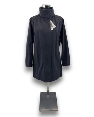 Uniqlo Damen BLOCKTECH Half Coat Gr. S Schwarz Regenjacke Oversized Jacke Kapuze