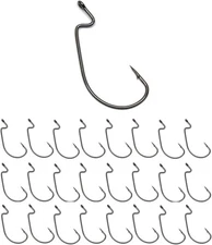 Reaction Tackle Offset EWG Worm Hooks - Super Strong Wide #3/0, Black Nickel 