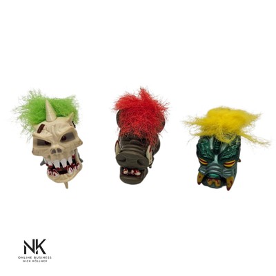 Vintage Mighty Max Shrunken Heads - 3er Set - Komplett