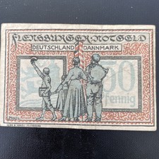 1920 Deutschland Flensburger Notgeld 50pf fünfzig Pfennig Banknote Top Erhaltung