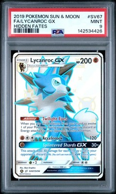 PSA 9 Lycanroc Gx Shiny Vault #SV67 2019 Pokemon Hidden Fates