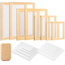 Set of 4 Paper Making Screen Kit, Wooden Paper Making Frames with Mesh, Absorben
