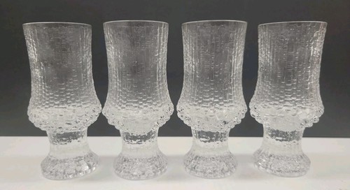 Set of 4 Iittala Ultima Thule Crystal Cordials Shot Glasses Mid Century 2oz