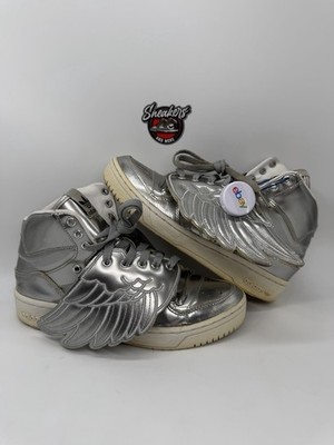 Adidas JS Wings 1.0 Jeremy Scott Metallic Metal Silver S77798 Mens Bear Size 6.5