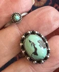 LOT OF 2 PRETTY STERLING SILVER & TURQUOISE RINGS SOUTHWEST VINTAGE SIZES 6, 3.5