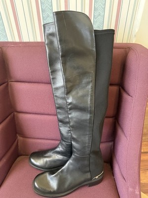 Stuart Weitzman Women's Black Over Knee Riding Boots Leather Pull On EU37 US6.5