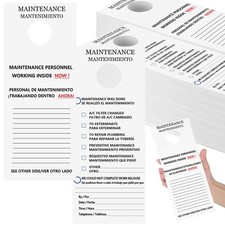 Bilingual English Spanish Preventative Maintenance Door Hanger Tags 200 PCS