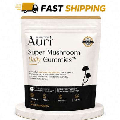 Auri Nutrition Super Mushroom Daily Gummies  All-in-One Functional Gummy 60 New