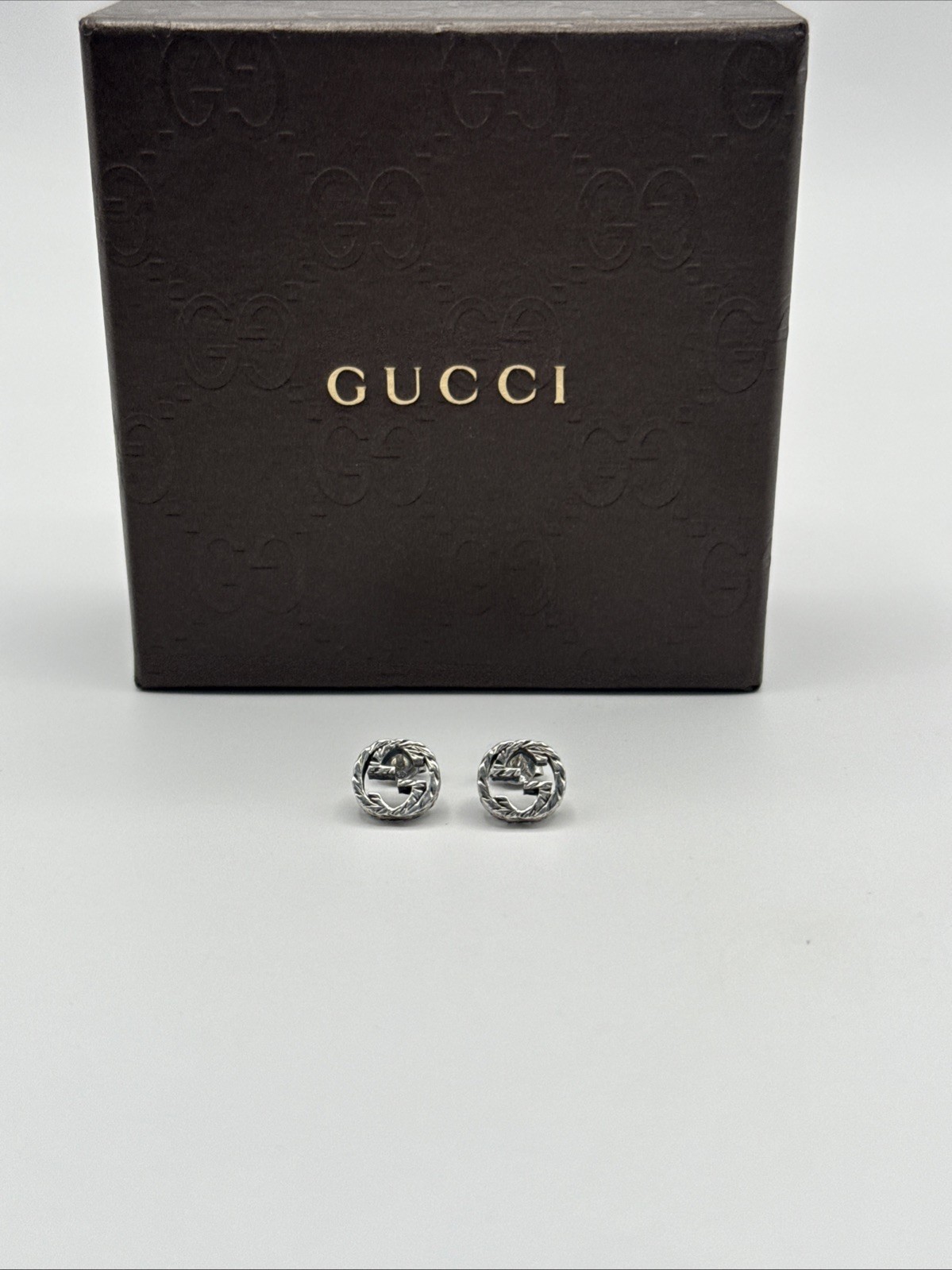GUCCI Interlocking GG Sterling Silver Stud Earrin… - image 3