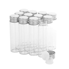 20ml Glass Vials with Screw Caps and Plastic Stoppers, Small Clear Liquid Sam...