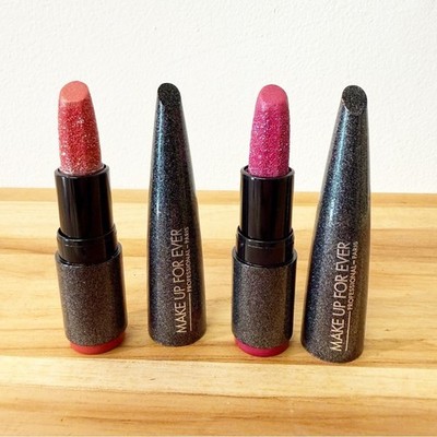 New! MAKEUP FOREVER Bundle of Two Rouge Artist Glittery Lipsticks
