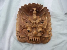 Novica Hand Carved Wood Balinese Indonesian Wall Mask  8" x 8"
