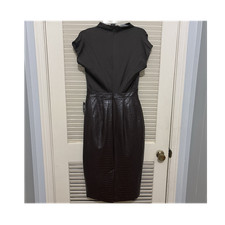 Express Women’s Brown Faux Leather Midi Sheath Dress Size S