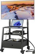 Rolling TV Stand W/ Mount & Fabric Drawer 32-75" TV Entertainment Center W/