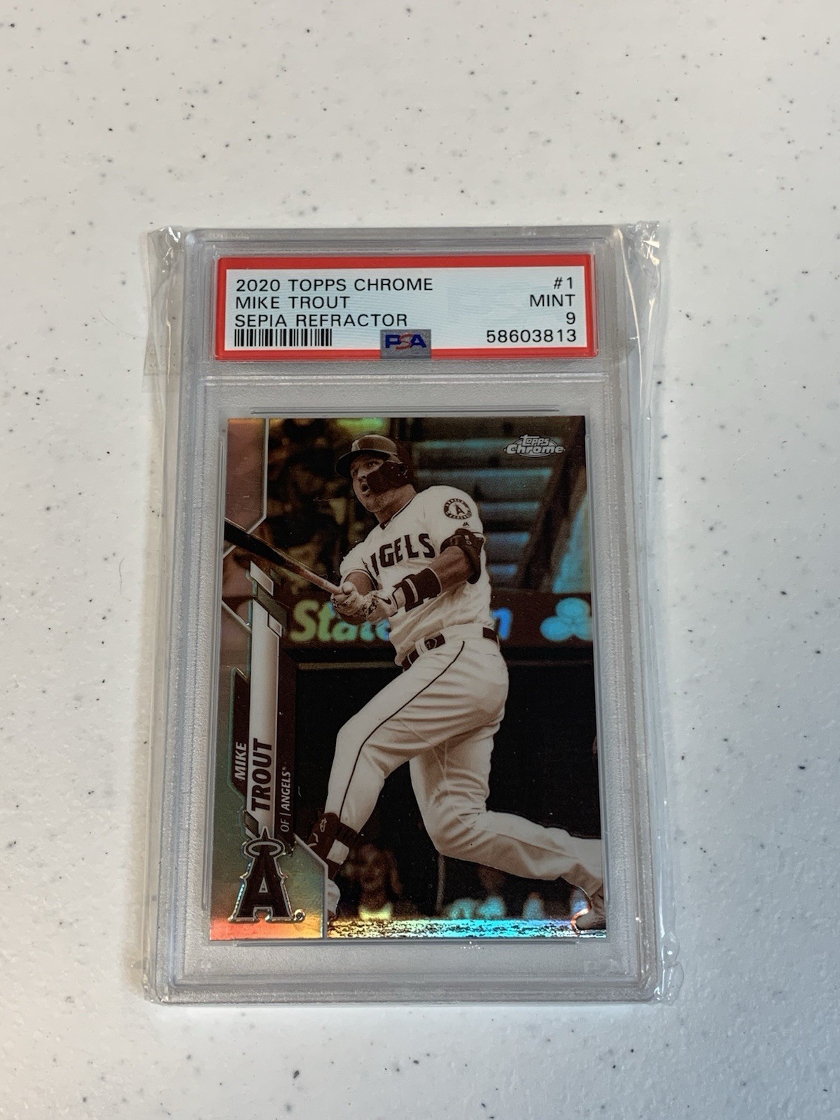 2020 Topps Chrome Mike Trout Sepia Refractor #1 PSA 9