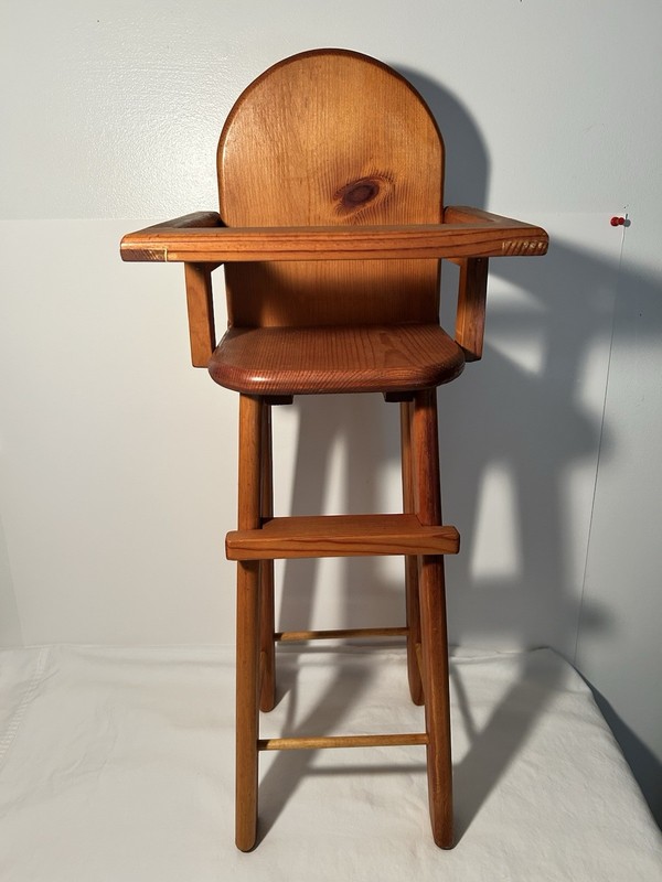 Vintage Wooden Doll Baby High Chair With Tray 28” Tall