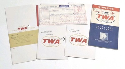 TWA Trans World Airlines 1963 Passenger Ticket & Holders 1964 Chicago ...