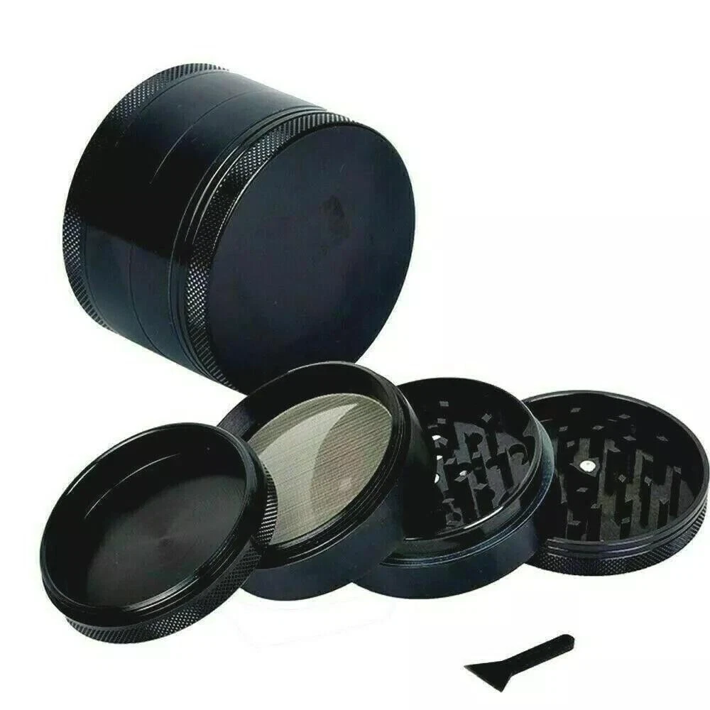 Extra Large Tobacco Crusher 4 Part Metal Herb Spice Grinder Shredder 75mm Black