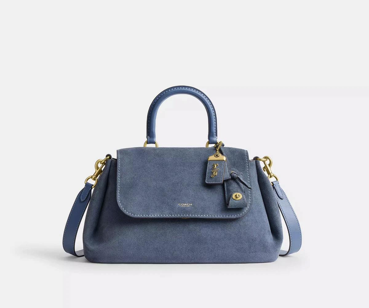 Coach Women's Suede Exterior Blue Bags & Handbags for Women for