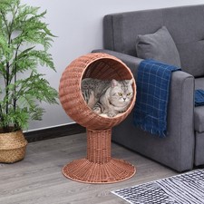 Elevated Cat Bed with Rotatable Egg Chair Pod, Cat Basket Bed with Thick Cushion