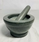 Vintage XL extra großer grüner Granit Mörser und Stößel 8" schwer