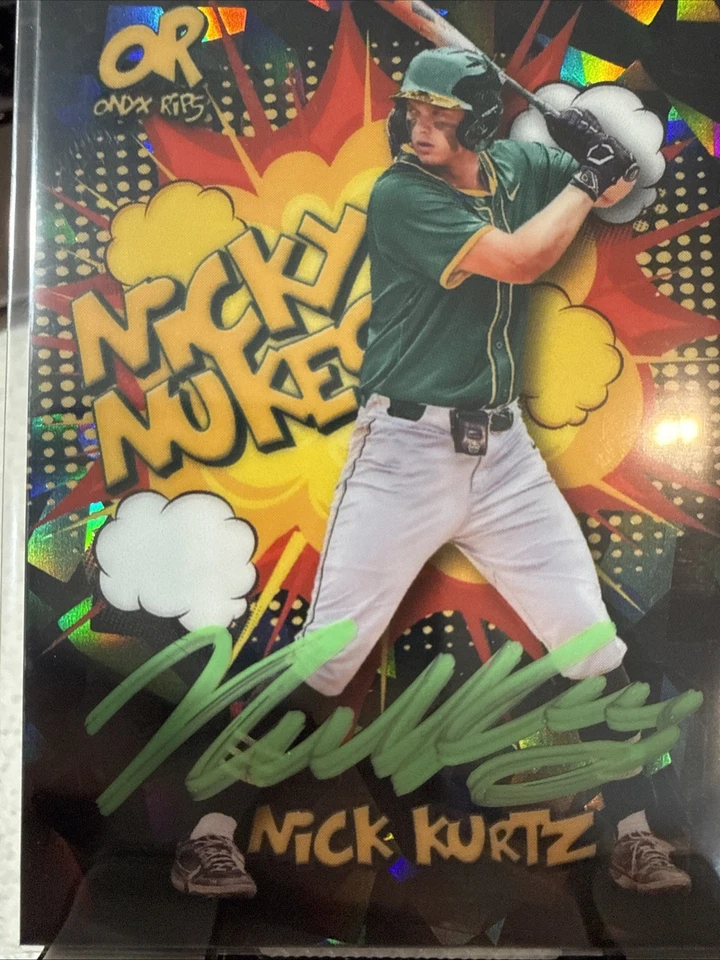 💥💥2025 Onyx Rips Nick Kurtz “Nicky Nukes” en tarjeta verde automático #5 ¡De 50!! Foto 3 de 4