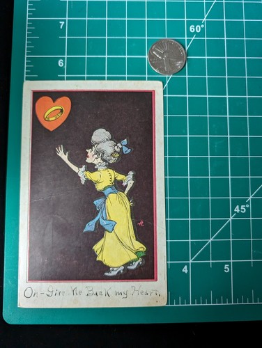 Antique Vinegar Valentine Postcard Posted 1909 Woman Wedding Ring Out Of Reach - Picture 7 of 7